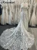 Luxury Ilusion Backless Lace 3d Floral A-Line Wedding Wedding Vestidos de Vestidos Cristal sincronizados con la tina de novia