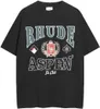 Hochwertige Original-Rhuder-Designer T-Shirts Modemarke Mustang Sunset Print Herren Damen Paar Lose Hip Hop kurzärmeliges T-Shirt mit 1: 1 Logo
