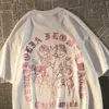 Mäns T-shirts Europeiska och amerikanska kortärmade T-shirt för män och kvinnor Lossa Summer Street Style Retro Bottom Y2K Pure Cotton T-Shirtl2403