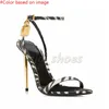 OG Original Tomlies Fordlies Woman Party Elegant and Brand Stiletto Women Shoes Lock Padlock Key Pointy Metal Naked Heel Sandals Chaussures Robe Wedding Eur 35-42