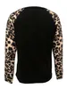 Frauenblusen Hemden Frauen Mode Leopard bedruckte T -Shirts Casual v Hals Voll long Slve Shirts Tops mit Taschen Ladies Basic Strick Top Y240426