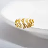 Cluster Rings Fashion Classic Luxury Simple Design Titanium Steel Plant Leaf Ring Collection Gift Banquet Women Jewelry 2024