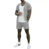 Men's Tracksuits Trendy Pure Color Knitted Mens Two Piece Sets Sexy Transparent Mesh Shirt And Shorts Beach Suits Men 2024 Summer Casual