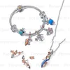 925 Srebrne Bracelety dla kobiet Seria gier Blue wiselant Sisters Gift Fit Pandoras Me Bransoletka Naszyjka Projekt Mody Projektant luksusowy zestaw biżuterii z pudełkiem