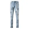Jeans masculinos de alta qualidade ROCA Brand Jeans Letra bordada P American reta perna reta elegante e slim calças j240429