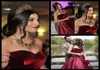 2016 Evening Prom Dresses Vestidos de Fiesta Real Picture Sweetheart Burgundy Wine Red Velvet Satin Ball Gown Formell Long Gowns3811749