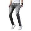 Jeans cinza jeans masculinos magro 2023 Summer Smoke Youth Slim Fit Leggings