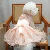 Hundebekleidung Champagnerkleider für kleine Hunde Mädchen mit Bogendekor Luxury Katze Hochzeitskleid Mehrschicht gestickte Blume