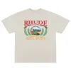 Luxe Rhuder Brand Designer T Shirts Sunshine Beach Palm Tree Beach Stoel Gedrukt High Street Fashion Brand Losse katoenen korte mouw met 1: 1 Logo