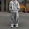 Men's Tracksuits Cotton Wide-leg Slacks Spring Hoodie Cardigan Coat Tracksuit Sets