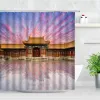 Studio 3D Ancient Building Shower Drains Japanese Shrine Garden Cherry Blossom Natural Landskap Waterproof Home Decor Badrumsgardin