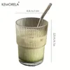 12 stks 450 ml streep glazen kopje transparante bril met deksel en stro ijs koffie mok theesapmelk water drinkware 240422