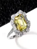 2021 Top Sell Cocktail Luxury Jewelry 925 Sterling Silver Princess Cut Yellow Topaz Cz Diamond Party Promise Women Wedding Engagem4541068