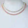 Nieuw vierkante bling cz neon email kleurrijke tennisketen 16 "choker ketting luxe vrouwen bruiloft cadeau mode sieraden