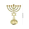 Kandelaars Joodse kandelaar metaalhouder 7 Branch Stand Gold Color Traditional Candelabra Menorah Home Decorations