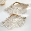 Bow Ties French Style Women Girls Lace Fake Collar Shawl Wrap Hollow Out Floral Ruffled Trim Necklace Lapel Blouse Decora