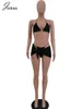 Dames badkleding Joskaa Solid Halter Lace Up Bikini Sets met verband Mini -rokken 3 -delige vrouwen sexy zwempak zomer 2024 badpak