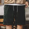 Treino atlético de shorts casuais masculinos Corduroy Ambasta de moda ao ar livre de cordão com bolsos 2404274
