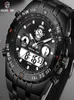 Men Sports Analogue LED Display Digital Watch Waterproof Fashion Black Rubber Strap Leisure Clock Reloj Hombr Wristwatches8218786