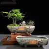 Planters potten creatieve keramische retro bloempot eenvoudige en sappige plantencontainer groene bonsai huizendecoratie Q240429