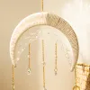 Dekorationer Moon Suncatcher Hanging Crystal Dream Catcher Macrame Ornament Prism Crystal Sun Catcher Rainbw Window Garden Home Decoration