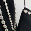 Arbetsklänningar 2024 Spring Fashion Women's High Quality Crystal Chian Jackets A-line kjolar Två stycken Set B342