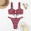 New Split Triangle Sexy Bikini Women's Multi Color Digital Printed Swimwear