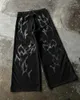Мужские джинсы Американская молния черные джинсы для мужчин y2k harajuku Style Прямые брюки для ног для мужчин мешковываемые личности моды Pantsl2403