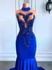 Sukienki imprezowe Długie balk 2024 Elegancki wysoki luksusowy haft z koralikami królewski błękitnome spandekne czarne sukienki syreny syreny