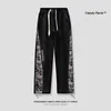 Mäns jeans 2024 Mens Wide Leg Jeans Hög midja Överdimensionerade svarta fickor Y2K Mens Retro Harajuku Fashion Korean Banan Style Harem Pants J240429
