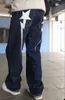 Jeans féminins y2k harajuku rétro 2023 Nouveau motif de foudre imprimé pour hommes imprimés hip hop strt usure large jambe lâche h240429