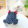 Vêtements pour chiens robe denim robe de animal de compagnie floral chiot chat jupe jeans vêtements à capuche robes de chemise pour petits chiens Chiwawa yorkie