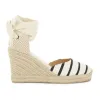 Sandales 2023 Toile d'été Femmes rayées Sandales Sangle de la cheville Espadrilles Femmes Plateforme Sandales Lace Up Gladiator Sandales Femmes