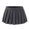 Spódnice damskie bowknot plisowane mini krótkie modne mody swobodny stały kolor wbudowane szorty Miniskirt School Girl Mundlid Streetwear