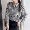 Женские блузки весенняя хлопчатобумажная рубашка с печеночной печать