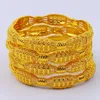 Pulseira 4pcs 24k Bulches etíopes Dubai Trendy for Women Arab African Gold Color Bracelet Jóias do Oriente Médio Presentes de casamento