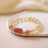 Bracelet en cristal de fraise naturelle à brin femelle de corde tressée poudre topaze corde de main de luxe légère fille