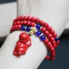 Bracelets de liaison Bracelet Natural Cinnabar Pi XIU 108 Perles Année de naissance chanceuse Male et femelle Better Luck Rosary Collier Ornement