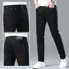 Frühling 2023 Dünne Herren Jeans Korean Edition Slim Fit High End European Pure Black Youth Hosen