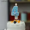 Kaarsen 1 stks blauw shell glitter nummer verjaardag kaarsen cake toppers verjaardag bruiloft digitale taarten dessert decor verjaardag decoratie d240429