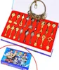 Colliers pendants 18pcSet Anime Fairy Tail Lucy Heartfilia Signe du Zodiac Metal Keychain Collier Gold Key Ring Accessories6042607