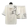 Suits-survêtements masculins 2024 Été décontractés SetSe Chinois Fashion Print Printwear Set Shirts Male Shorts Korean Streetwear Man Ching M-4xl