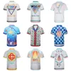 Mentier des créateurs pour hommes Casablanca Tshirt Men de marque d'été Classic Fancy Pattern Imprimé Shirts Men de revers courte à manches courtes