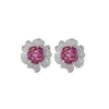 Boucles d'oreilles S925 aiguille argentée rouge cristal fleur d'oreille pour femmes bijoux de luxe de luxe Party anniversaire de mariage accessoire