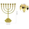 Holders 7 Branch Menorah Candle Holder Jerusalem Temple 12 Tribes of Israel Menorah 6.68/5.11inch Height Antique Hanukkah Candle Stand