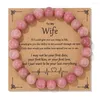Strand 8mm Natural Stone Perle Bracciale con regali di carte per donne uomini coppia Agate rosse Ametiste Tigre Eye a papà mamma