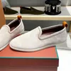 LP Italian style real leather Men's Loafers Suede single shoe flat round toe slip-on casual luxury