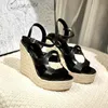 Sandalias de cuña Mujeres Diseñador de diseñadores Plataforma Suella marrón Sandalia de lujo zapatos de playa de verano zapatos de fiesta
