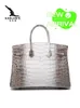 Bagure de bacs 10a Crocodile Fabriqué à la main Sac en cuir authentique Platine 35 Nil Himalayan Sage pour femmes de grande capacité