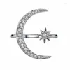 Anelli di cluster Così vendendo Crescent Dente Star Moon Anello Moon European e American Plated 18K Creative Exageted Operture Engagement